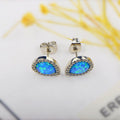 Blue Opal Halo Earrings