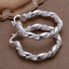 Twisted Silver Hoop Earrings 2