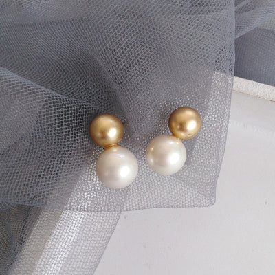 Gold Pearl Stud Earrings