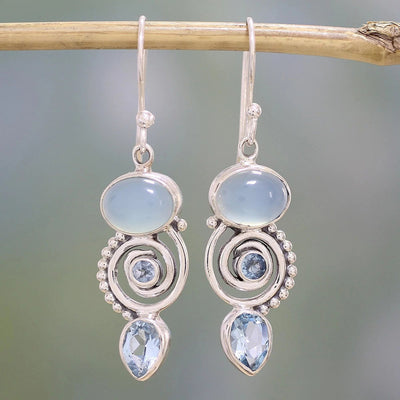 Sea Blue Topaz Earrings