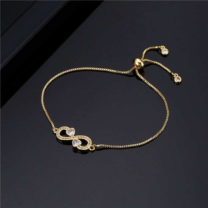 Zircon Heart Infinity Bracelet
