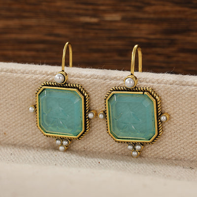 Vintage Stone Pearl Drop Earrings