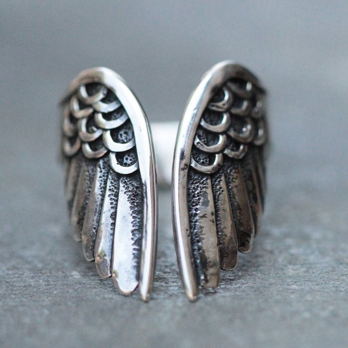 Black Angel Wing Ring