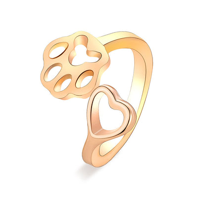Heart Paw Open Ring