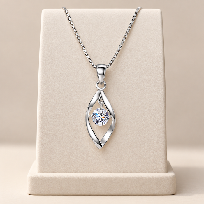 Twisted Zirconia Pendant Necklace