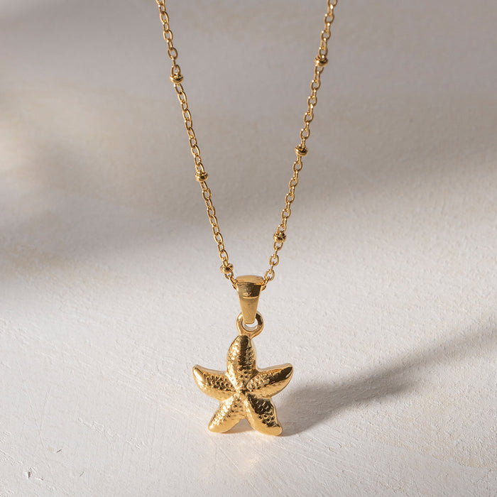 Golden Starfish Pendant Necklace