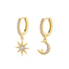 Asymmetric Star Moon Earrings 2