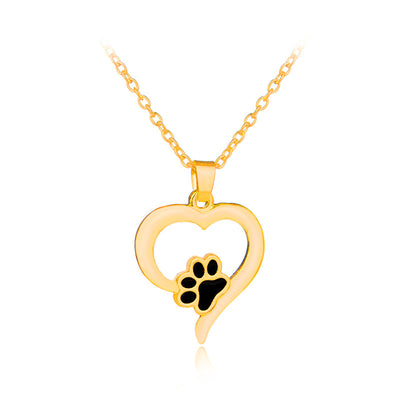 Open Heart Paw Necklace