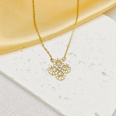 Sparkling Four Leaf Clover Necklace