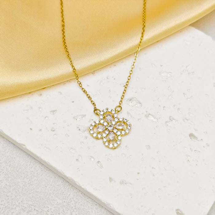 Sparkling Four Leaf Clover Necklace
