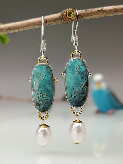 Turquoise Pearl Drop Earrings