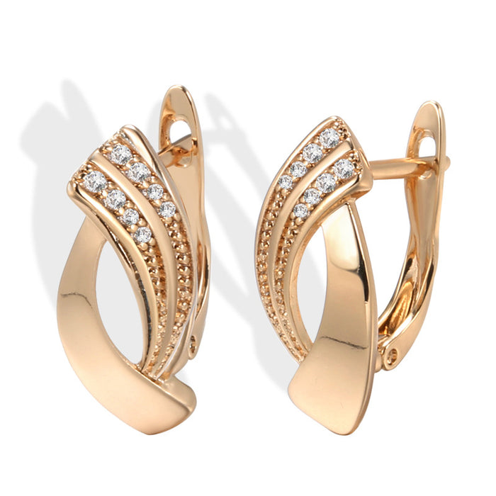 Rose Gold Geometric Zirconia Earrings