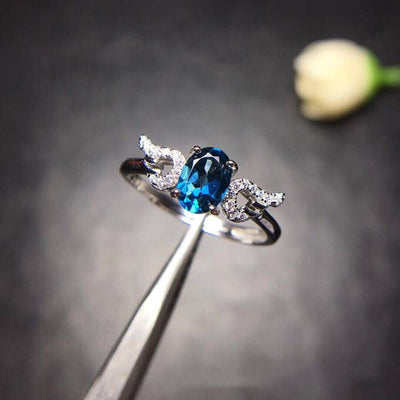 Blue Topaz Crystal Ring