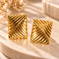 Textured Gold Wave Earrings