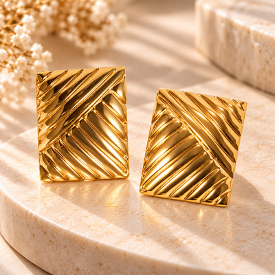Textured Gold Wave Earrings