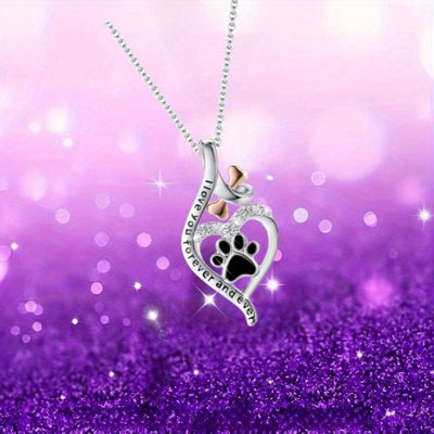 Swirl Heart Paw Necklace