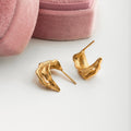 Gold C-Shaped Wave Earrings