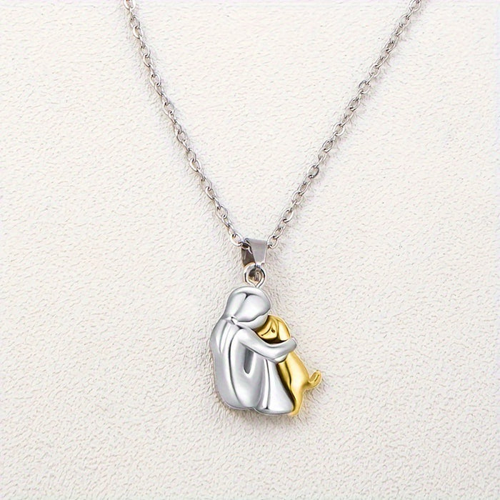Girl and Dog Hug Necklace