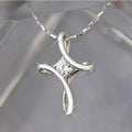 Silver Cross Crystal Pendant Necklace