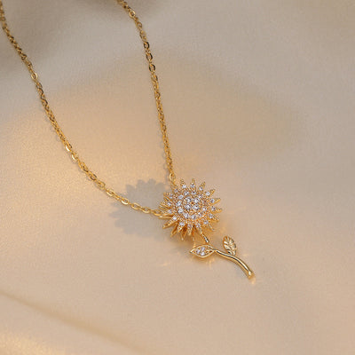 Rotating Sunflower Pendant Necklace