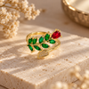 Enamel Leaf Ring 1