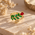 Enamel Leaf Ring