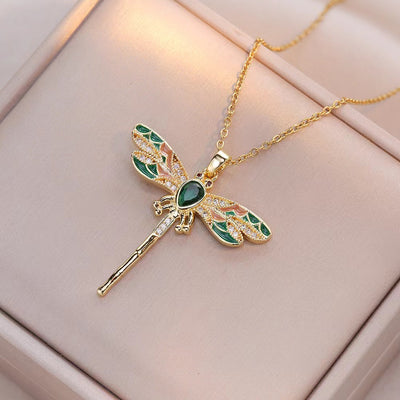 Vintage Dragonfly Pendant Necklace