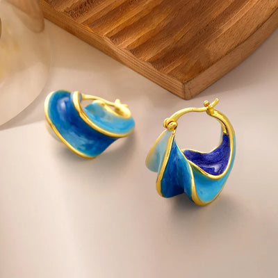 Vintage Enamel Spiral Stud Earrings