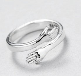 Sterling Silver Heart Hug Ring