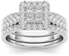 Square Zircon Halo Ring Set 2