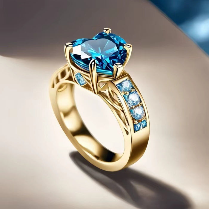 Blue Zircon Gold Ring