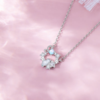 Kitten and Blossom Pendant Necklace