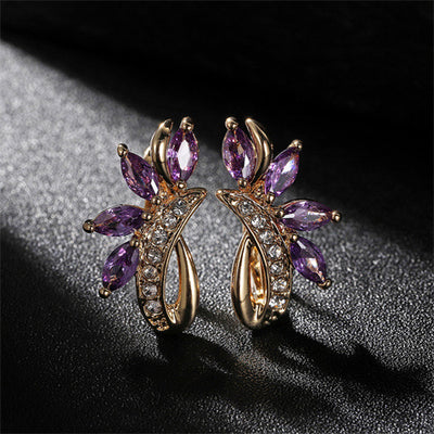 Zircon Flower Teardrop Earrings