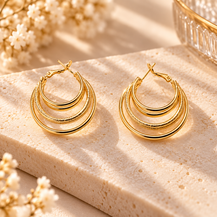 Gold Multi-Line Earrings