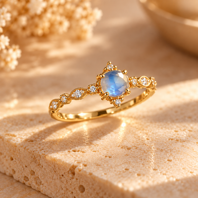 Moonstone Solitaire Ring