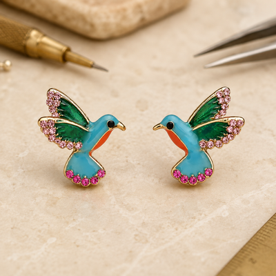 Colorful Crystal Bird Earrings