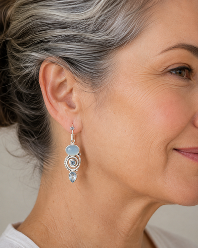 Sea Blue Topaz Earrings