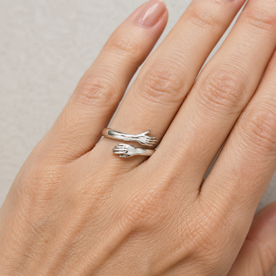 Sterling Silver Heart Hug Ring