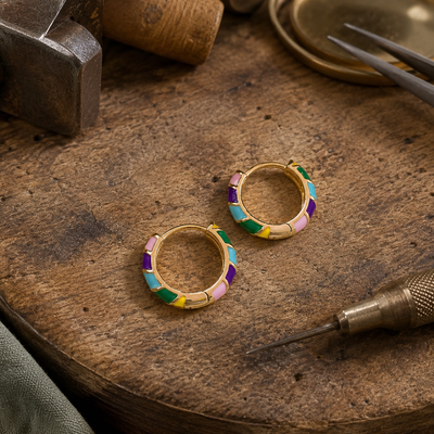 Enamel Mini Hoop Earrings