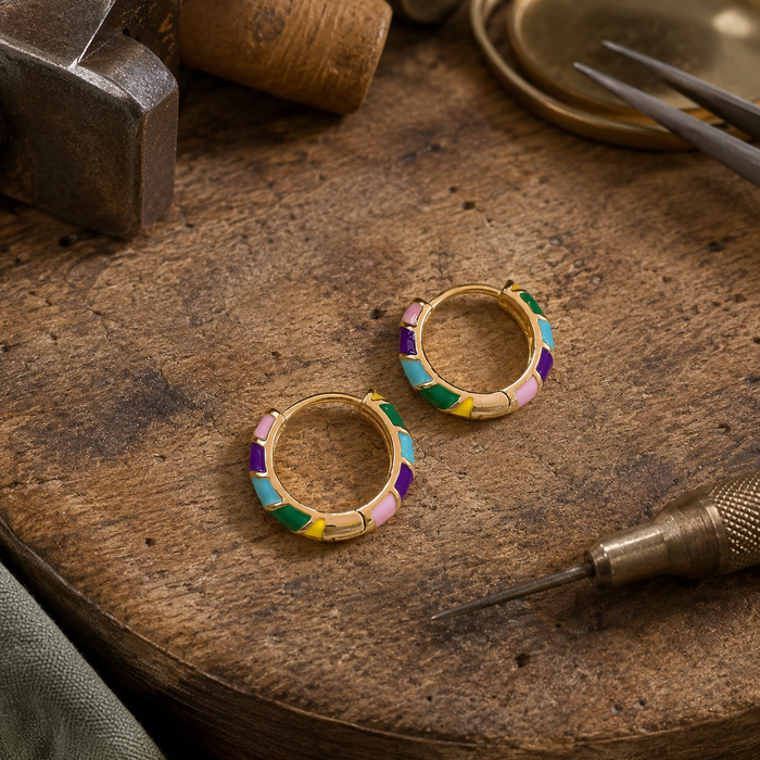 Enamel Mini Hoop Earrings