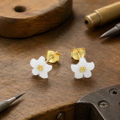 Sterling Silver Cherry Stud Earrings