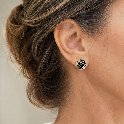 Camellia Stud Sterling Silver Earrings
