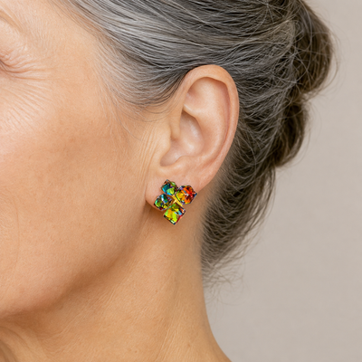 Colorful Square Crystal Stud Earrings