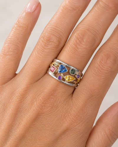 Multicolor Wavy Zirconia Ring