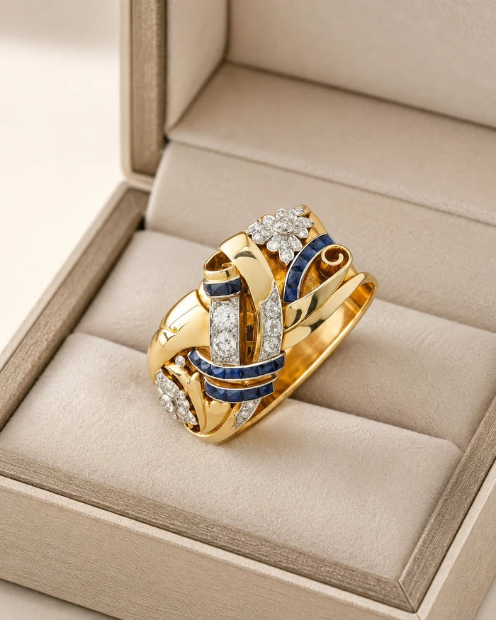 Vintage Hollow Floral Zirconia Ring