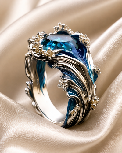 Sky Blue Resin Crystal Ring