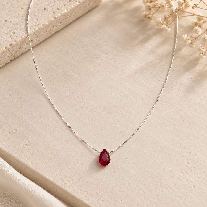 Red Crystal Teardrop Necklace