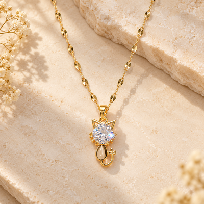 Kitten Crystal Pendant Necklace