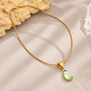 Green Teardrop Stone Necklace 1