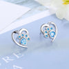 Blue Crystal Paw Heart Earrings 1